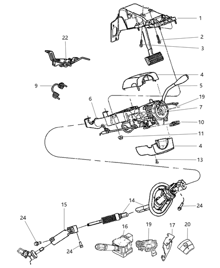 Shaft Steering Column Intermediate Diagram for 55351302AH