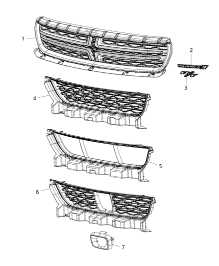 1984 Dodge B350 Grille Lower Diagram for 68240583AB