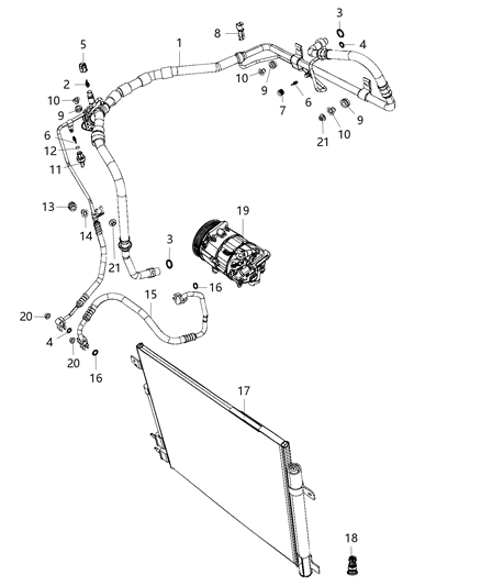 Line A/C Suction & Discharge Diagram for 68227749AD