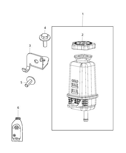 Reservoir Power Steering Fluid Includes Cap Diagram for 68252490AC