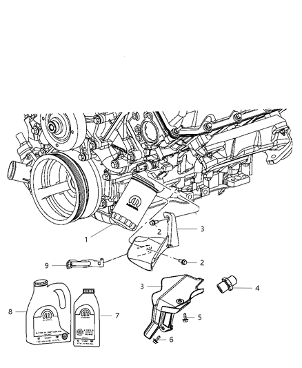 1999 Jeep Grand Cherokee Splash Guard Engine Oil Diagram for 53013815AA