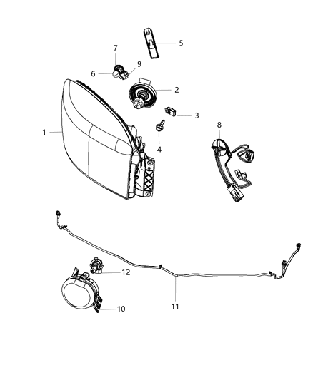 2003 Jeep Liberty Lamp Headlamp Parking And Turn Diagram for 55277410AE