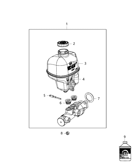 Master Cylinder Brake Diagram for 68144664AA