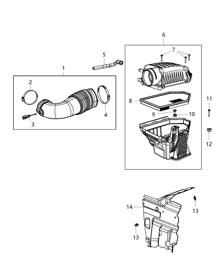 2019 Dodge Challenger Air Cleaner Diagram for 52022309AB