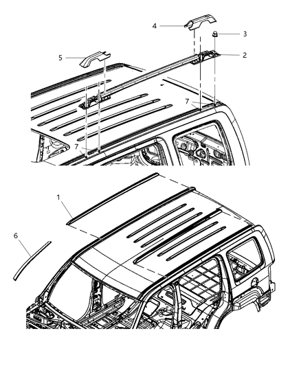 2014 Ram 2500 Stud Weld M6X1.00X23.40 Roof Rack Side Rail To Roof Diagram for 6508556AA