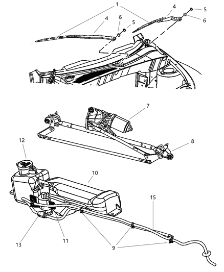 Motor Windshield Wiper Diagram for 5142422AA