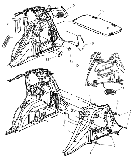 2003 Chrysler PT Cruiser Loop Cargo Tie Down Diagram for 5023205AB