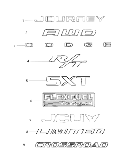 Nameplate Jcuv, Lift Gate Left Diagram for 5113652AA