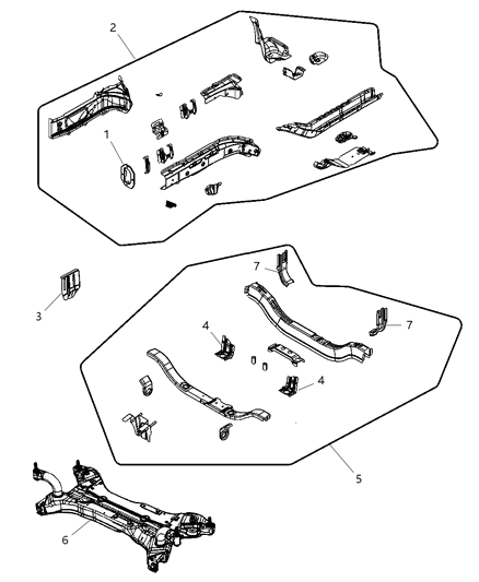 1987 Dodge W150 Crossmember Front Suspension Diagram for 5105623AI