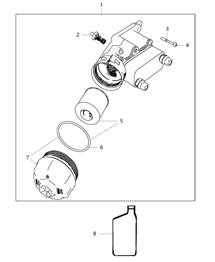 2012 Jeep Grand Cherokee O Ring Oil Filter Cap Diagram for 68096455AA