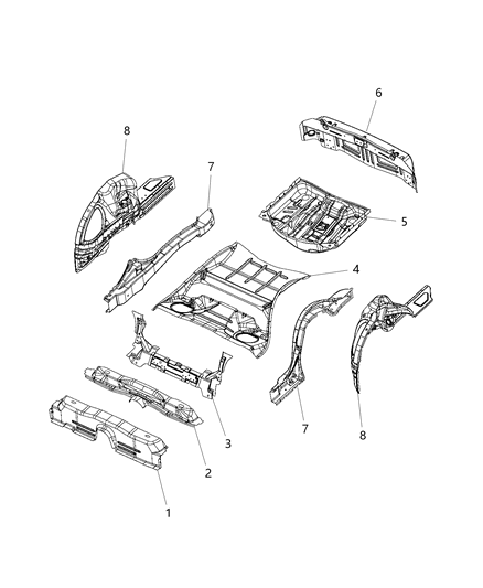 Rail Rear Diagram for 68096246AB