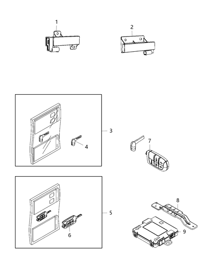 Receiver Wireless Ignition Node, Roof Hub (RF) Diagram for 68526006AA