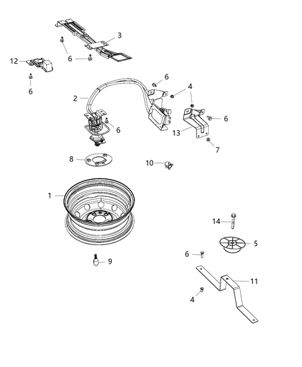 Winch Spare Tire Carrier Diagram for 68169813AB