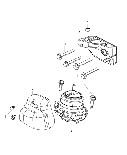 2015 Jeep Grand Cherokee Isolator Engine Mount Diagram for 68110950AC