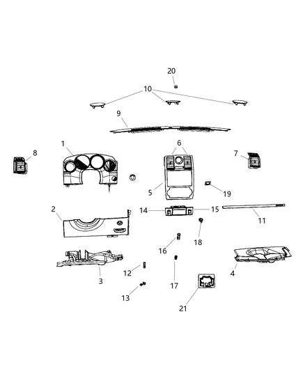 Bezel Instrument Cluster Diagram for 1HM87DK5AB