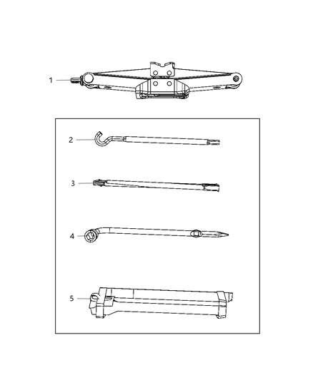 2014 Jeep Wrangler Bag Jack Tool Storage Diagram for 52124169AA