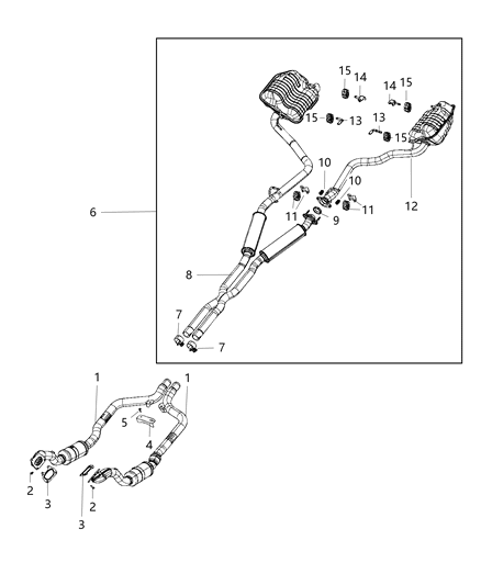 1986 Dodge Ram 50 Muffler And Tailpipe Exhaust with Tip, Not Serviced Separate Diagram for 68497880AA