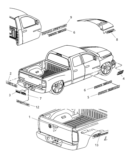 1998 Chrysler Concorde Decal Kit Quarter Hemispherical Sport Diagram for 82208890
