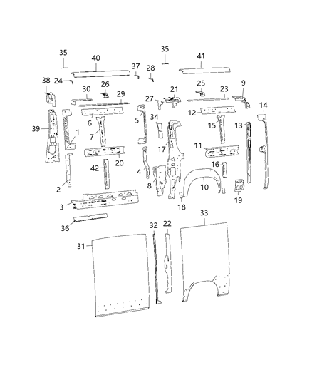 Reinforcement Sill Diagram for 68134190AA