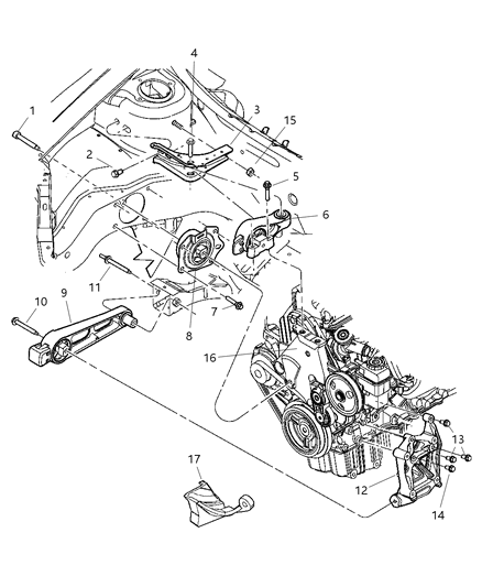 Isolator Transmission Mount Diagram for 5274907AD