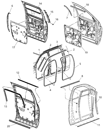 1997 Chrysler LHS Molding Windshield Diagram for 55277186AC