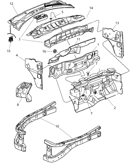 Panel Cowl Diagram for 55362446AE