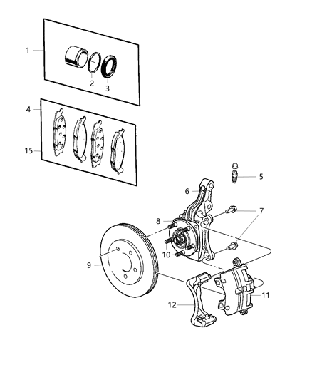 Hub And Bearing Wheel Diagram for 5105233AC
