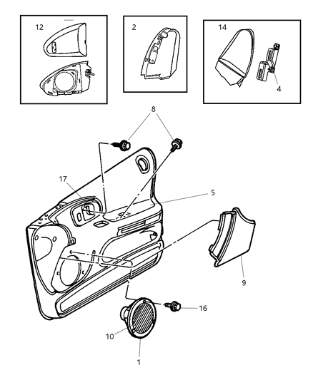 2001 Dodge Intrepid Bracket Speaker Enclosure, Outer Diagram for 4628883AA