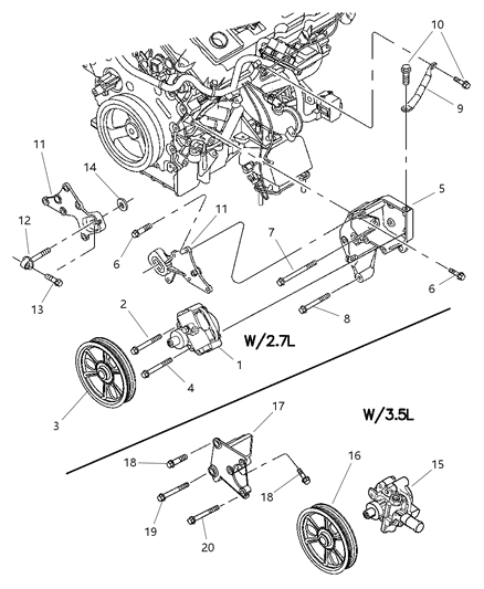1989 Dodge Diplomat Pump Power Steering Diagram for 4782207AD