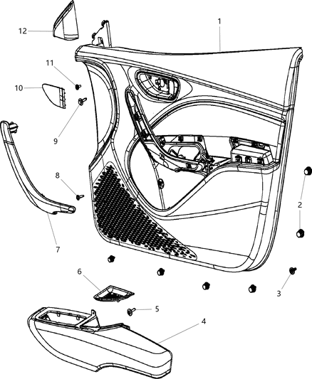 2015 Dodge Dart Panel Front Door Trim Diagram for 5UQ671X9AA