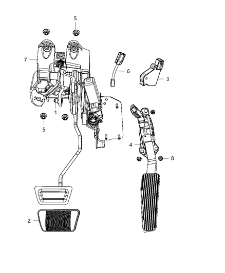 1992 Jeep Cherokee Pedal Accelerator Diagram for 5281225AA