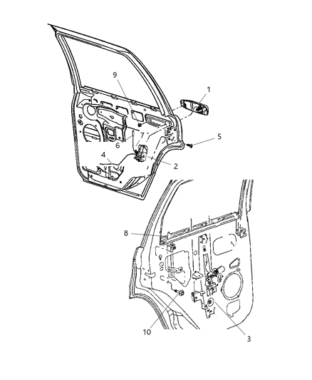 2013 Jeep Wrangler Regulator Rear Door Window Diagram for 55394229AF