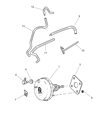 Hose Brake Booster Vacuum Diagram for 5273135AB