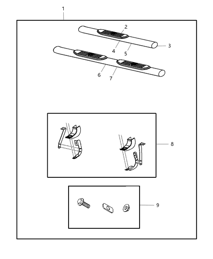 2008 Dodge Ram 3500 Bracket Kit Side Step Diagram for 68048822AA