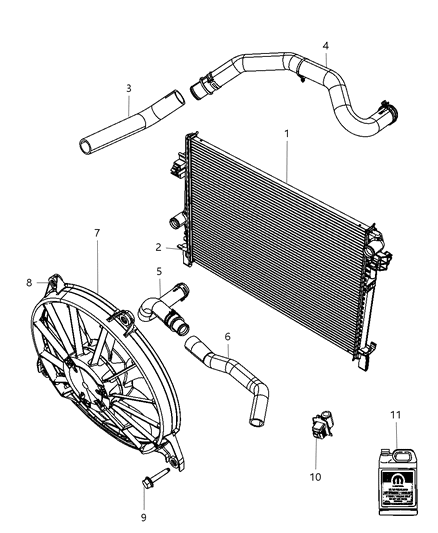 Radiator Engine Cooling, 25 Pc Min Qty Mix & Match Diagram for 68102115AA
