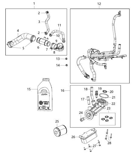 Bolt M6X1.00X32.00 Oil Filter Adapter to Cylinder Block Diagram for 6102080AA