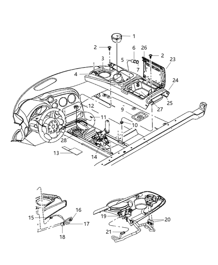 1989 Jeep Wagoneer Ash Receiver Floor Console Diagram for 5029529AA