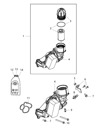 2016 Jeep Grand Cherokee Filter/Cooler Assembly Oil Diagram for 68211440AC