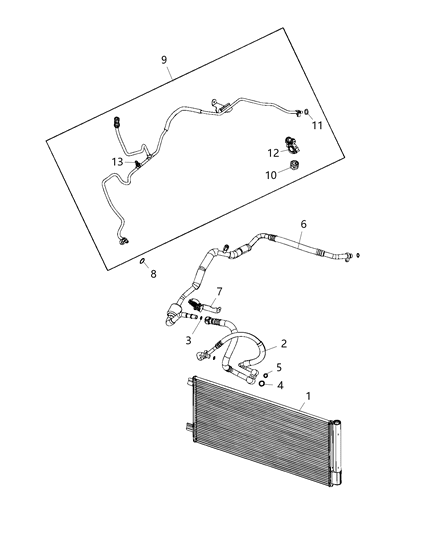Line A/C Liquid Pressure Transducer (Item #14) Diagram for 68412503AA