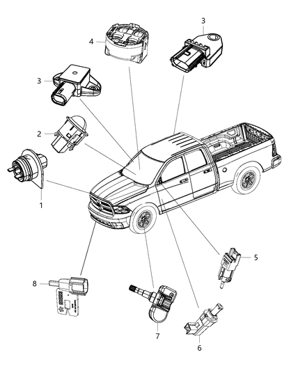 Sensor Tire Pressure Diagram for 68157568AA