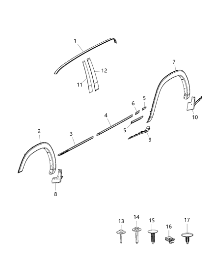 Molding Wheel Opening Flare Front Diagram for 6MS44TZZAB