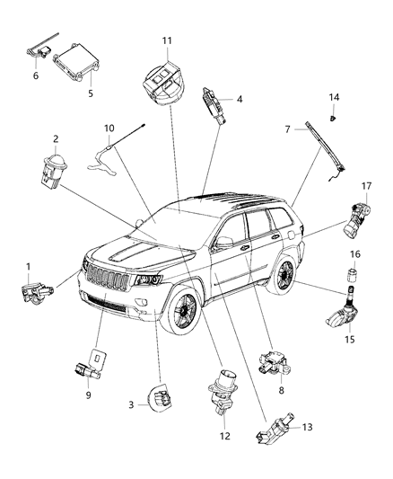 Sensor Brake Pedal Diagram for 68078700AD