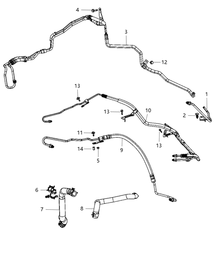 Hose And Cooler Power Steering Return Diagram for 5105989AH