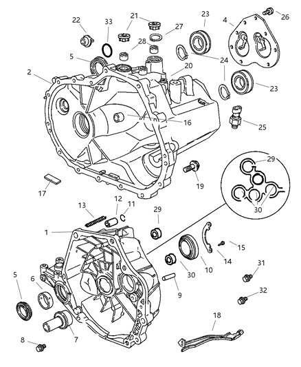 1999 Chrysler Town & Country Housing Assembly Clutch & Differential Diagram for 5189988AB