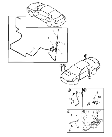 2004 Dodge Stratus Mast Antenna Diagram for MR952167