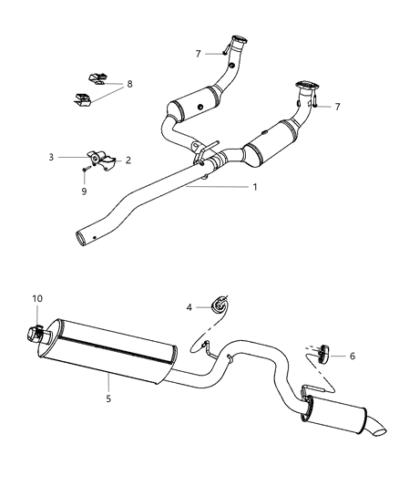Muffler And Tailpipe Exhaust Diagram for 52125078AF