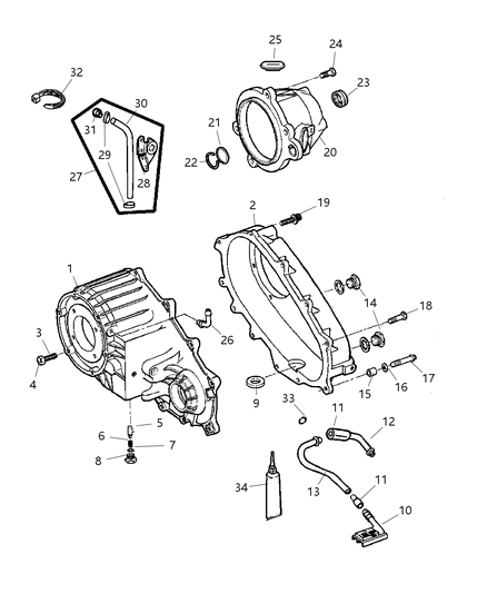 Retainer Transfer Case Rear Diagram for 5066086AA