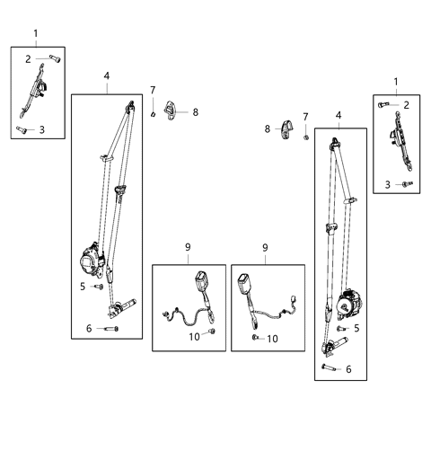 2008 Jeep Commander Adjuster Seat Belt Turning Loop Diagram for 5LA64PS4AB
