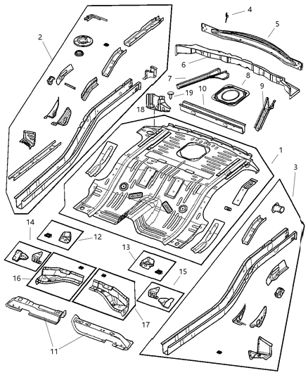 Reinforcement Liftgate Opening Diagram for 55360371AB