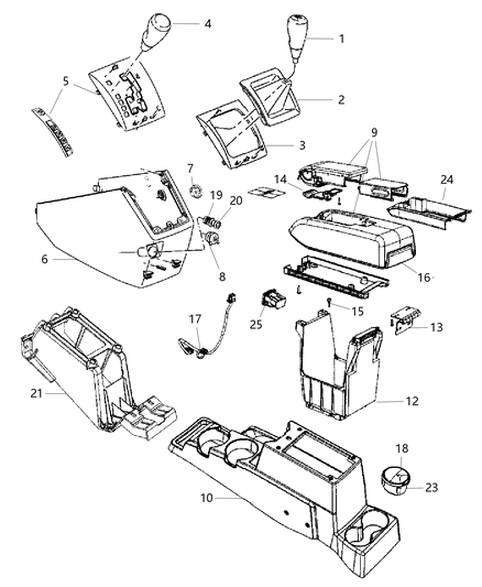 2001 Jeep Grand Cherokee Housing Console Diagram for 1BL89DK7AA